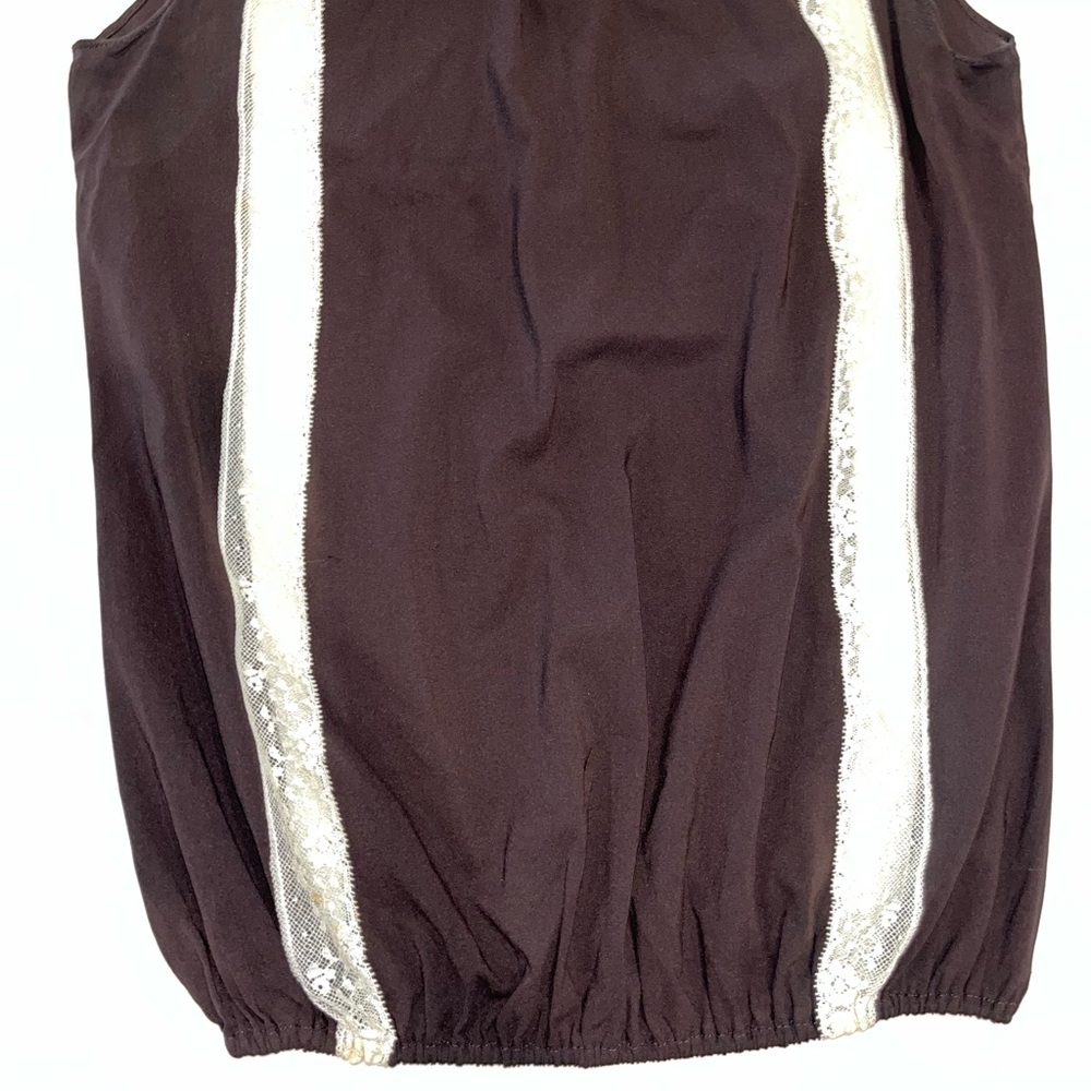 Dolce & Gabbana silk brown blouse vintage with cream lace detail. Size 42/M - Picture 5 of 14
